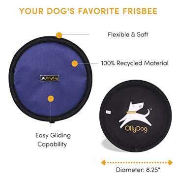 OllyDog Flyer Disc, Dog Frisbee, Lightweight and Floating, Dog Toys Interactive, Dog Stuff, Gentle on Teeth and Gums (Atlantic)