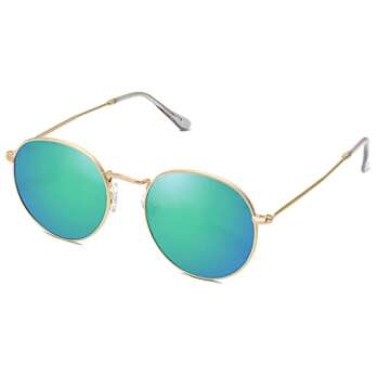 SOJOS Small Round Polarized Sunglasses for Women Men Classic Vintage Retro Shades UV400 SJ1014, Gree...