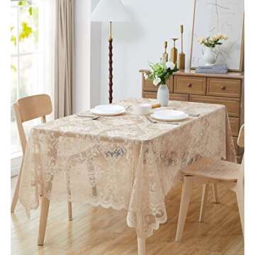 Warm Home Designs 60x60 Square Lace Tablecloth - Gold