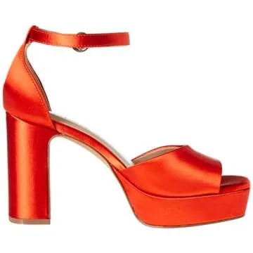Shop The Drop Women's Hamalie Platform Sandal - Fiesta Red Satin