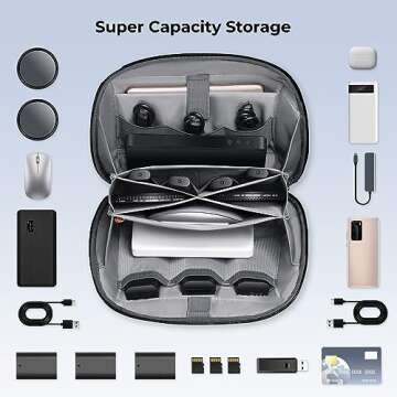 K&F Concept 4L Electronics Organizer Pouch Bag for Camera Battery Memory CF TF SD Card USB Cable Org...