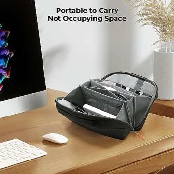 K&F Concept 4L Electronics Organizer Pouch Bag for Camera Battery Memory CF TF SD Card USB Cable Organizer Water-Resistant Accessory Kit Bag Handle Zipper Storage Travel Pocket Bag