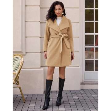 Kate Kasin Women Dress Coat Camel Coat Mid Length Winter Trench Coats Peacoat Overcoat Fall Fashion ...