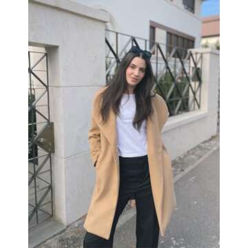 Kate Kasin Women Dress Coat Camel Coat Mid Length Winter Trench Coats Peacoat Overcoat Fall Fashion 2023 XL