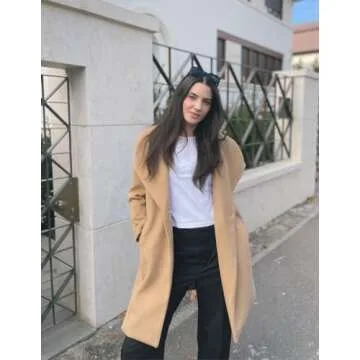 Kate Kasin Women Dress Coat Camel Coat Mid Length Winter Trench Coats Peacoat Overcoat Fall Fashion 2023 XL