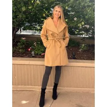Kate Kasin Women Dress Coat Camel Coat Mid Length Winter Trench Coats Peacoat Overcoat Fall Fashion 2023 XL