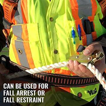 Malta Dynamics 50’ Vertical Lifeline Assembly, 3 Strand Fall Rope, with Shock Absorber, Positionin...