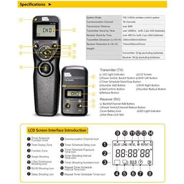 Pixel Timer Shutter TW283-N3 Remote Control for Canon Cameras