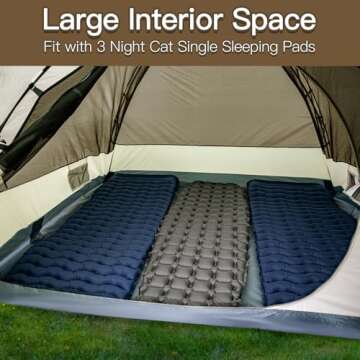 Night Cat Camping Tent 2 3 Persons with Porch Family Backpacking Tent Double Layers Waterproof Easy Clip Setup 7x6x4.3ft Porch Pole Not Inlcuded