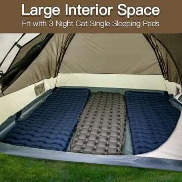 Night Cat Camping Tent 2 3 Persons with Porch Family Backpacking Tent Double Layers Waterproof Easy Clip Setup 7x6x4.3ft Porch Pole Not Inlcuded