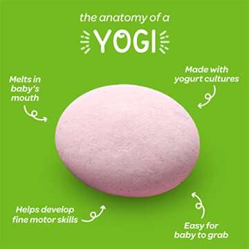 Happy Baby Organics Yogis Freeze-Dried Yogurt & Fruit Snack, Strawberry, 1 Ounce (Pack of 8) packaging may vary