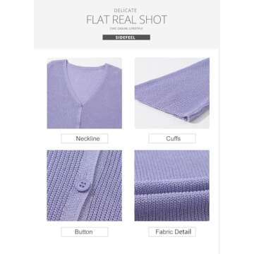 Sidefeel Womens Summer Cardigans Lightweight Long Sleeve Spring Fashion Knit Button Up Sweaters for Women Sweater Cardigan Purple Large