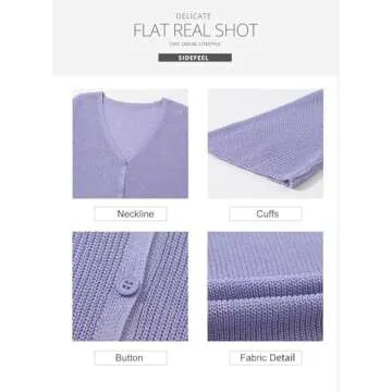 Sidefeel Womens Summer Cardigans Lightweight Long Sleeve Spring Fashion Knit Button Up Sweaters for Women Sweater Cardigan Purple Large