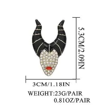 Aksod Cute Witch Halloween Earrings Glitter Rhinstone Cow Horn Dripping Oil Studs Crysatl Enaml Figure Earrings Fun Halloween Costume Party Holiday Jewelry for Women (Witch A)