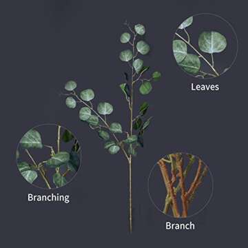 Melorca&Guilla Faux Eucalyptus Stems for Home Decor