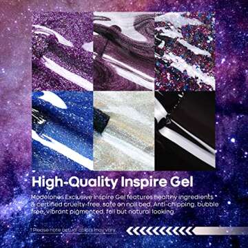 Modelones Glitter Gel Nail Polish - Cat Eye Gel Nail Polishes Black Blue LED Gel Nail Polish Set Temperature Color Changing Gel Polish Nail Art Starter Kit for Beginner Soak Off DIY at Home