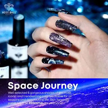 Modelones Glitter Gel Nail Polish - Cat Eye Gel Nail Polishes Black Blue LED Gel Nail Polish Set Temperature Color Changing Gel Polish Nail Art Starter Kit for Beginner Soak Off DIY at Home