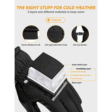 TRENDOUX Winter Gloves - 3M Thinsulate Insulation, Touchscreen Compatible, Windproof Cuff for Skiing...