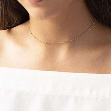 Turandoss Layered Chain Crescent Necklace, Moon Layered Necklace for Women Layering Necklace
