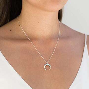 Turandoss Layered Chain Crescent Necklace, Moon Layered Necklace for Women Layering Necklace