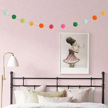 36PC Colorful Felt Wool Balls Garland for Parties