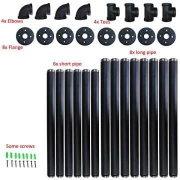 Yuanshikj 2Pc (42" Tall,12" deep) Industrial Wall Mount Iron Pipe Shelf Shelves Shelving Bracket Black Bookshelf DIY Storage offcie Room Kitchen (2 Pcs 4Tier Hardware Only)