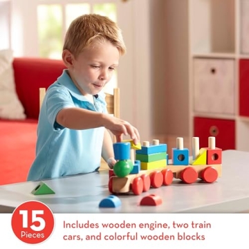 Melissa & Doug Stacking Train Classic Wooden Toy for Toddlers