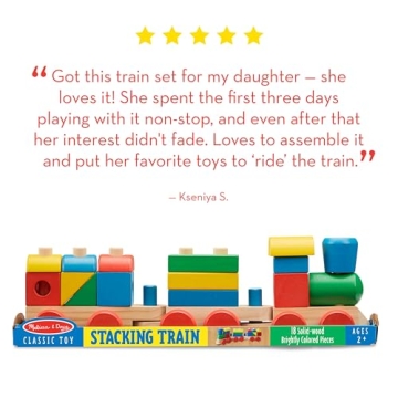 Melissa & Doug Stacking Train Classic Wooden Toy for Toddlers