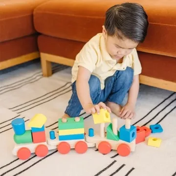 Melissa & Doug Stacking Train Classic Wooden Toy for Toddlers