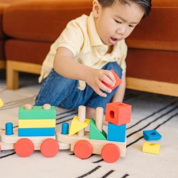 Melissa & Doug Stacking Train Classic Wooden Toy for Toddlers