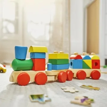 Melissa & Doug Stacking Train Classic Wooden Toy for Toddlers