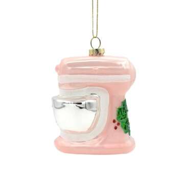 Kurt Adler 4"" Kitschy Pink Kitchen Stand Mixer Glass Christmas Ornament