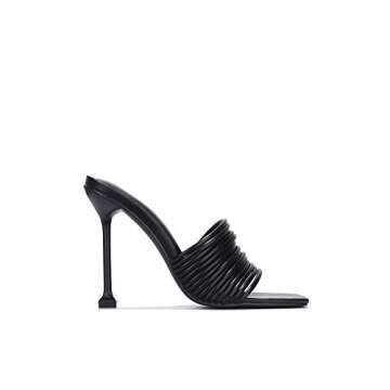 Cape Robbin Mexmon Sexy High Heels for Women, Strappy Shoes Heels with Square Open Toe,Black,9