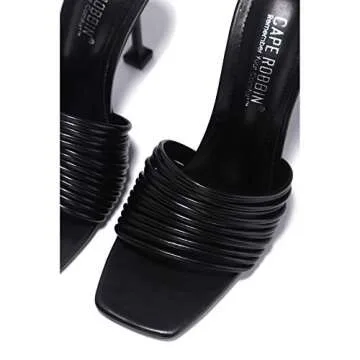 Cape Robbin Mexmon Sexy High Heels for Women, Strappy Shoes Heels with Square Open Toe,Black,9