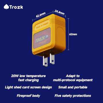 Trozk 20W USB C Power Adapter, Fast Wall Charger Block, QC+PD 3.0 Plug Adapter Compatible for MacBook Pro/Air, Dell XPS, iPhone, iPad, Galaxy, Pixel, Steam Deck (Orange)