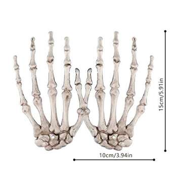 2 Pack Halloween Skeleton Hands Realistic Life Size Severed Plastic Skeleton Hands for Halloween The...