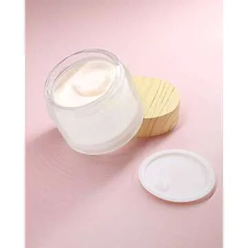 Gemice Glass Cosmetic Containers Empty Sample Jars with Leakproof Lids Makeup Sample Containers BPA free Pot Jars for Cosmetic, Lotion, Cream (4 Pack)