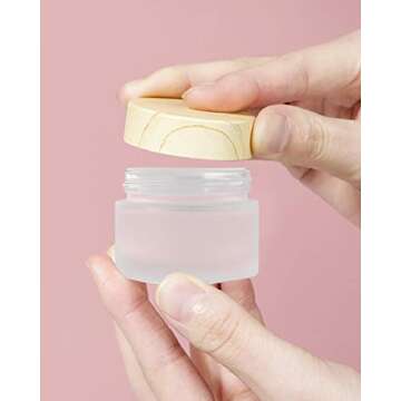 Gemice Glass Cosmetic Containers Empty Sample Jars with Leakproof Lids Makeup Sample Containers BPA free Pot Jars for Cosmetic, Lotion, Cream (4 Pack)