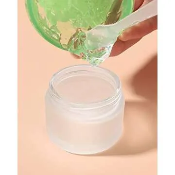 Gemice Glass Cosmetic Containers Empty Sample Jars with Leakproof Lids Makeup Sample Containers BPA free Pot Jars for Cosmetic, Lotion, Cream (4 Pack)