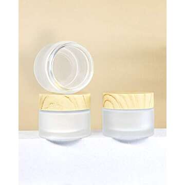 Gemice Glass Cosmetic Containers Empty Sample Jars with Leakproof Lids Makeup Sample Containers BPA free Pot Jars for Cosmetic, Lotion, Cream (4 Pack)