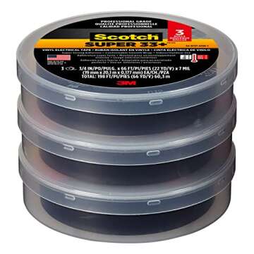 Scotch 3M Super 33+ Vinyl Electrical Tape - Pack of 10 Rolls, Ultimate Insulation Solution
