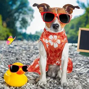 LEIFIDE 8 Pcs Summer Themed Hawaii Dog Dresses Holiday Flamingo Fruit Floral Pattern Pet Skirts Hawaii Puppy Princess Dresses Outfits Bowknot for Girl Dogs Cats Beach(Small)