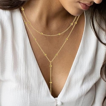 Elegant Dainty Long Gold Necklaces for Women - 14k Gold Plated