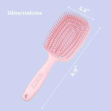 Crave Naturals FLEX DMC Detangling Brush for Thick Hair - Glide Thru Detangling Brush - Hair Brush Detangler for All Hair Types - Flexible Layers Square Paddle Hairbrush - Pink - Comfort Grip