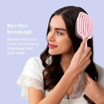 Crave Naturals FLEX DMC Detangling Brush for Thick Hair - Glide Thru Detangling Brush - Hair Brush Detangler for All Hair Types - Flexible Layers Square Paddle Hairbrush - Pink - Comfort Grip