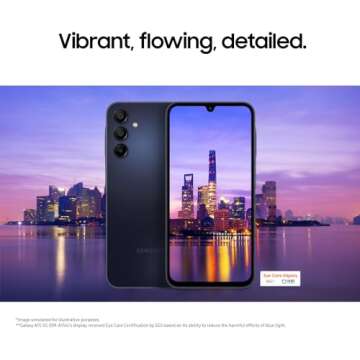SAMSUNG Galaxy A15 5G (128GB, 4GB) 6.5" AMOLED, 4G Volte (Fully Unlocked for AT&T, T-Mobile, Verizon, Global No Logo) A156U (w/ 128GB SD Card, Blue Black) (Renewed)