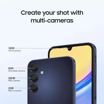 SAMSUNG Galaxy A15 5G (128GB, 4GB) 6.5" AMOLED, 4G Volte (Fully Unlocked for AT&T, T-Mobile, Verizon, Global No Logo) A156U (w/ 128GB SD Card, Blue Black) (Renewed)