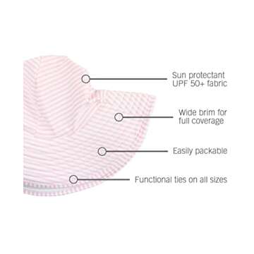RuffleButts® Baby/Toddler Girls Pink Striped Seersucker Swim Hat - 0-12m