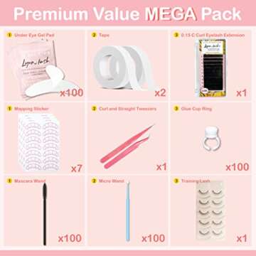 Lyon Lash Eyelash Extension Supplies 4x100 Packs - 100 Pairs Under Eye Gel Pads | 100 Disposable Mas...