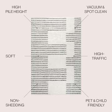 JONATHAN Y MOH407A-8 Petra Abstract Stripe Geometric Shag Indoor Area-Rug Bohemian Contemporary Glam...